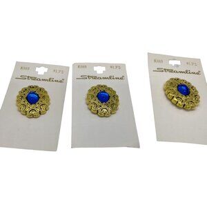 Streamline Gold Blue Button K669  Filigree Regency New